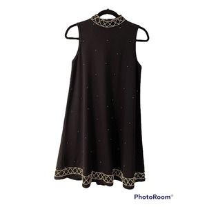 Womens' CDC Vintage Little Black Dress With Gold Beads, Size 6